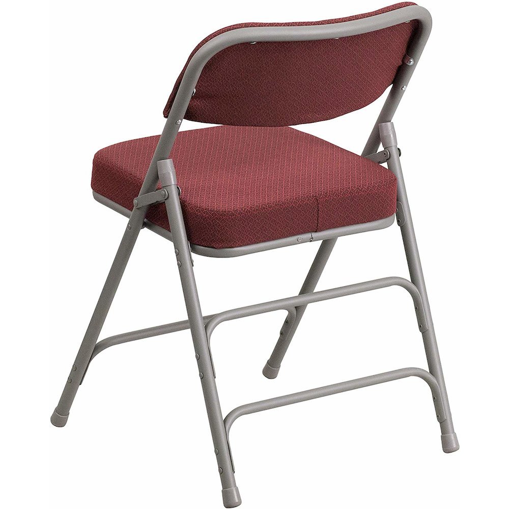 Triple Braced & Double Hinged Burgundy Fabric Metal Folding Chair pack of 4. Picture 4
