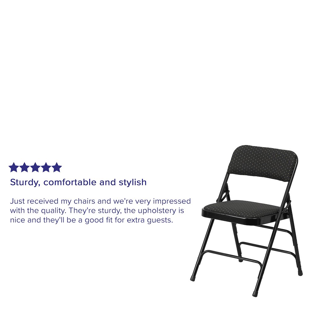 2 Pack Triple Braced & Double Hinged Black Patterned Fabric Metal Folding Chair. Picture 5