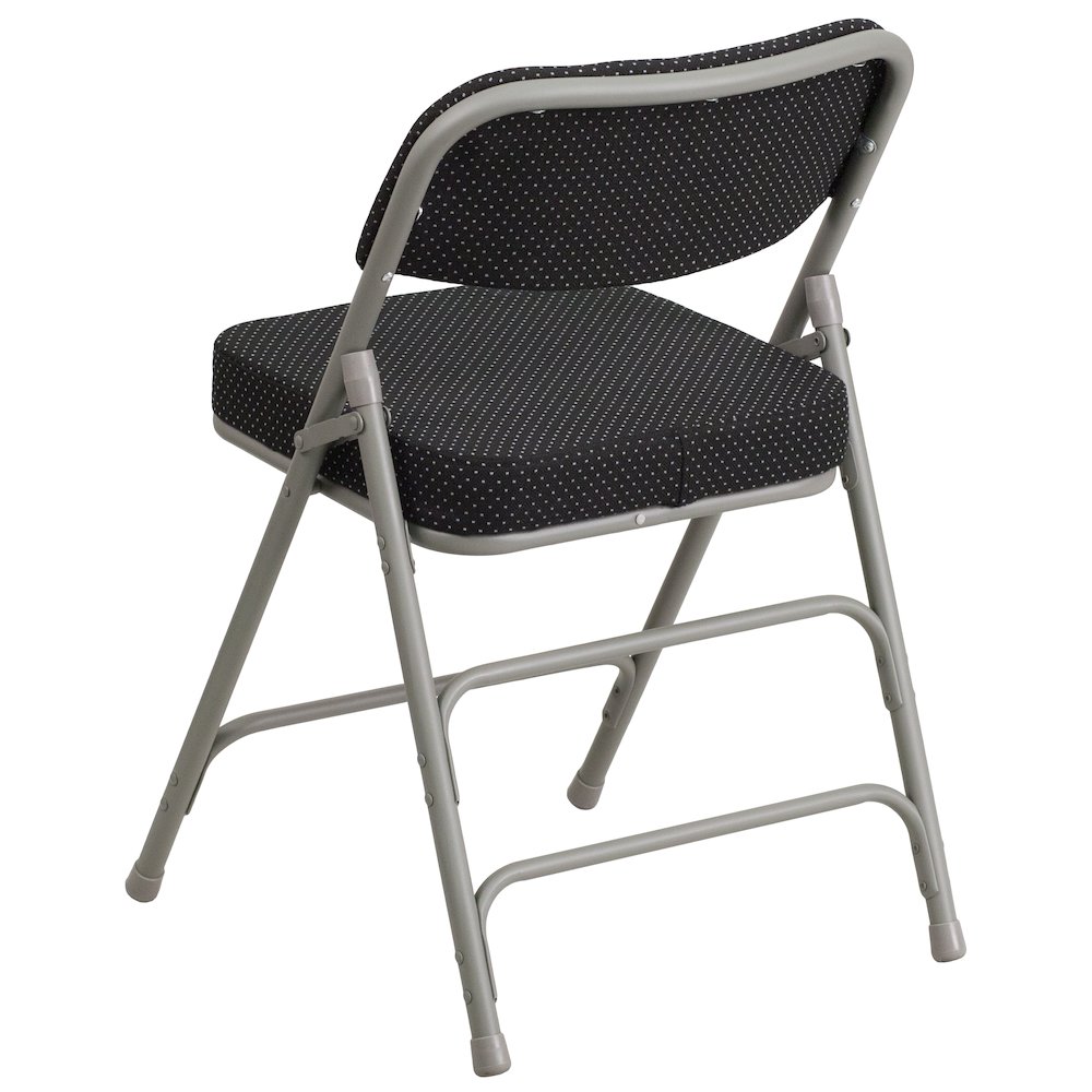 2 Pack Triple Braced & Double Hinged Black Pin-Dot Fabric Metal Folding Chair. Picture 7