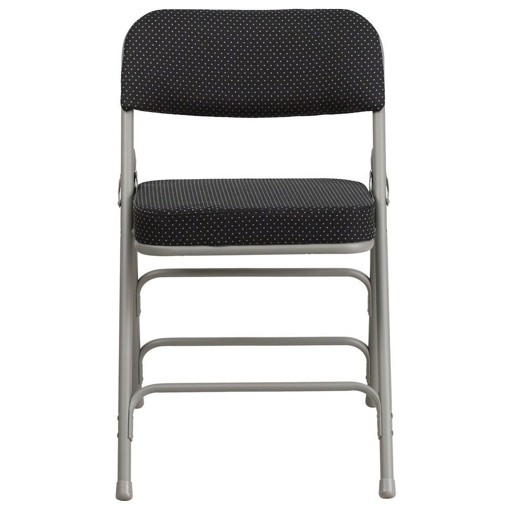 2 Pack Triple Braced & Double Hinged Black Pin-Dot Fabric Metal Folding Chair. Picture 9