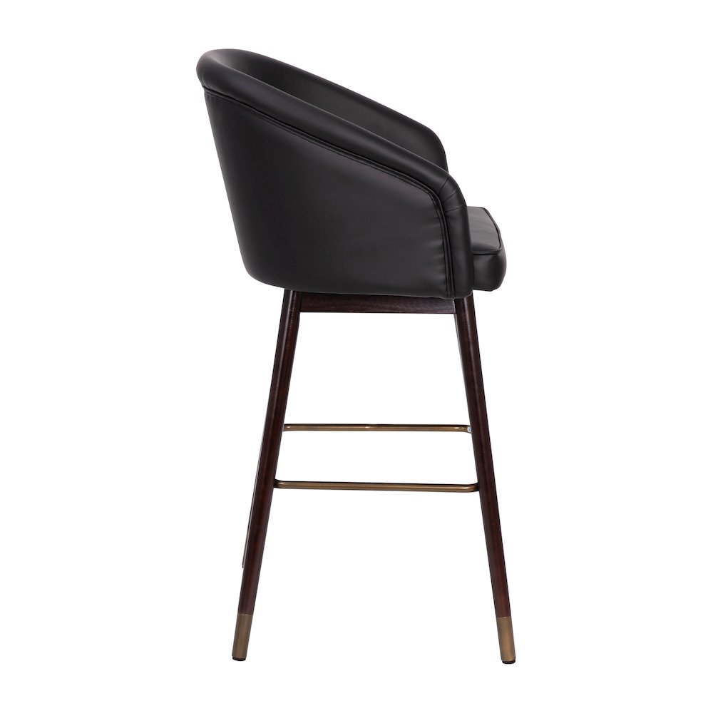 30" Mid-Back Barstoo, Black LeatherSoft/Bronze Accents-Set of 2. Picture 11