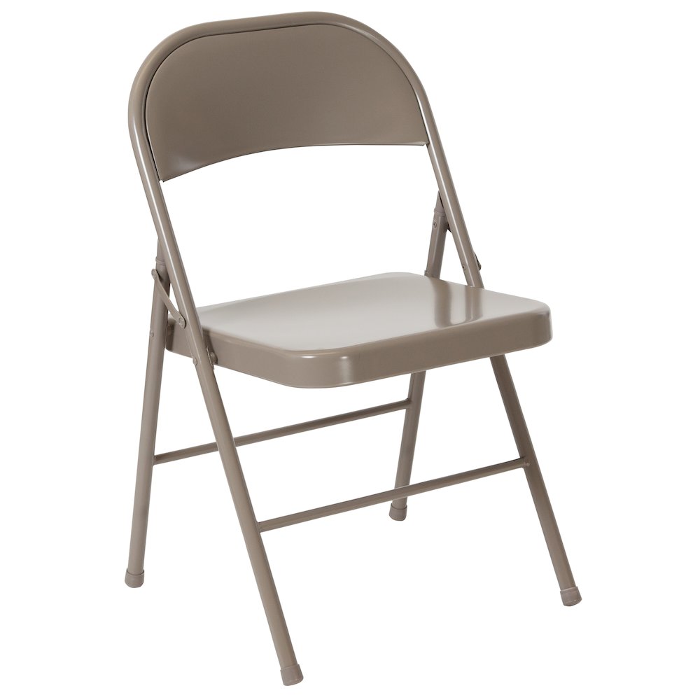Double Braced Gray Metal Folding Chair. Picture 3