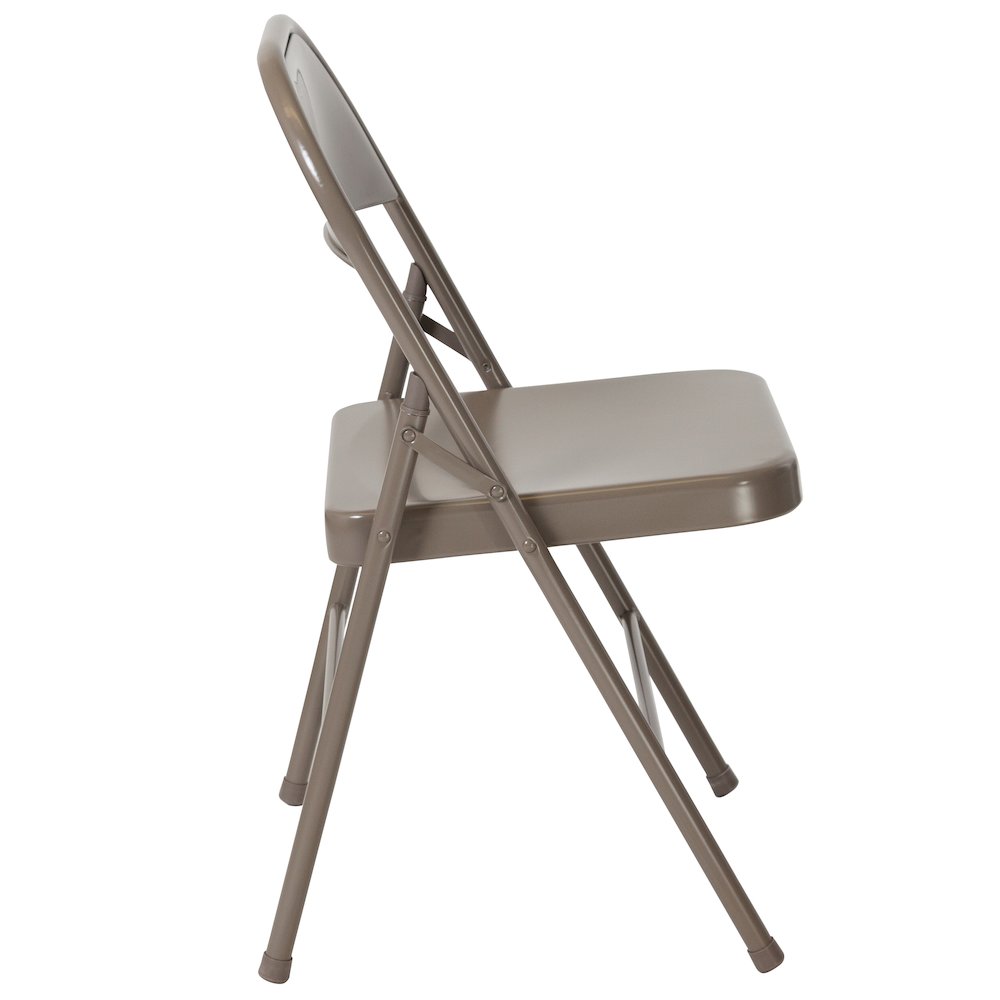 Double Braced Gray Metal Folding Chair. Picture 4
