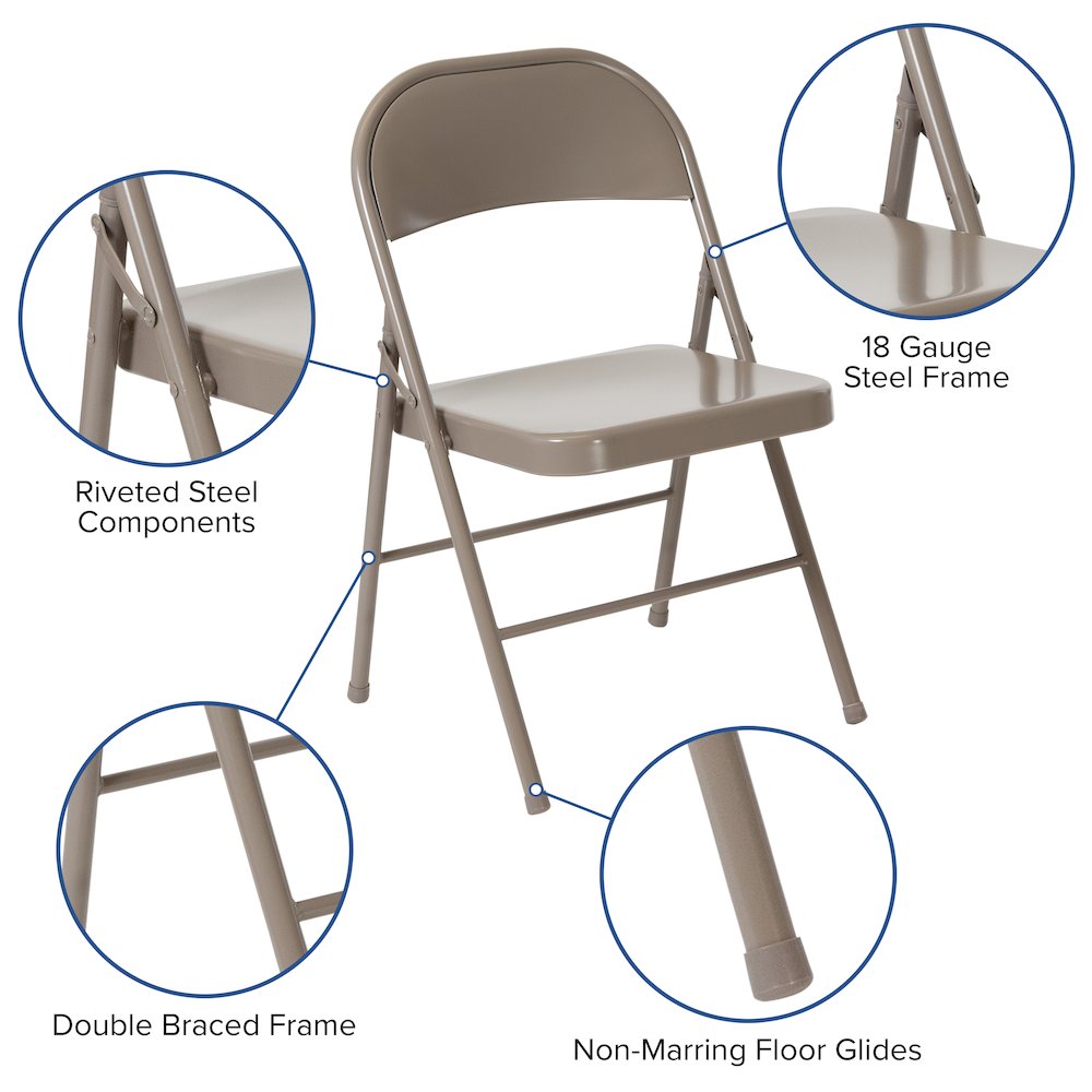 Double Braced Gray Metal Folding Chair. Picture 6