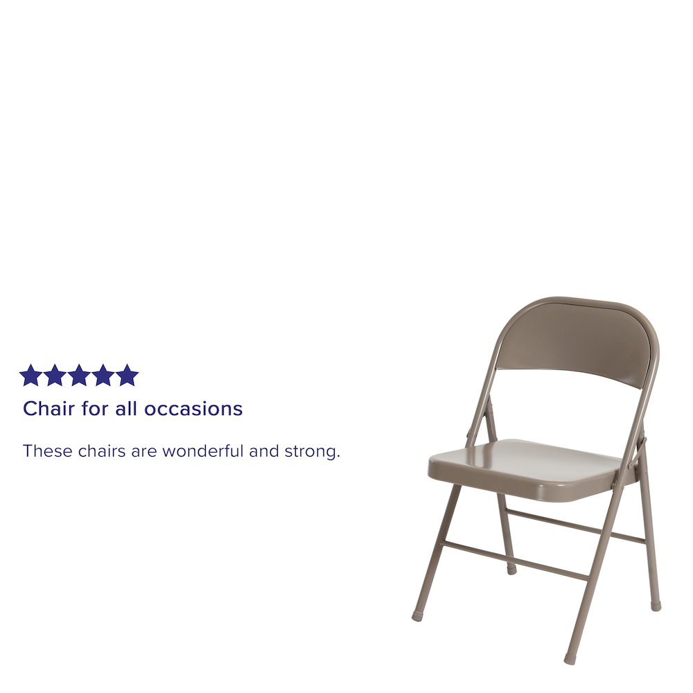 2 Pack HERCULES Series Double Braced Gray Metal Folding Chair. Picture 5