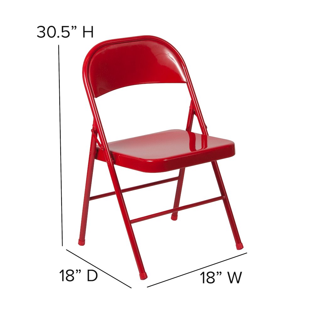 2 Pack Double Braced Red Metal Folding Chair. Picture 7