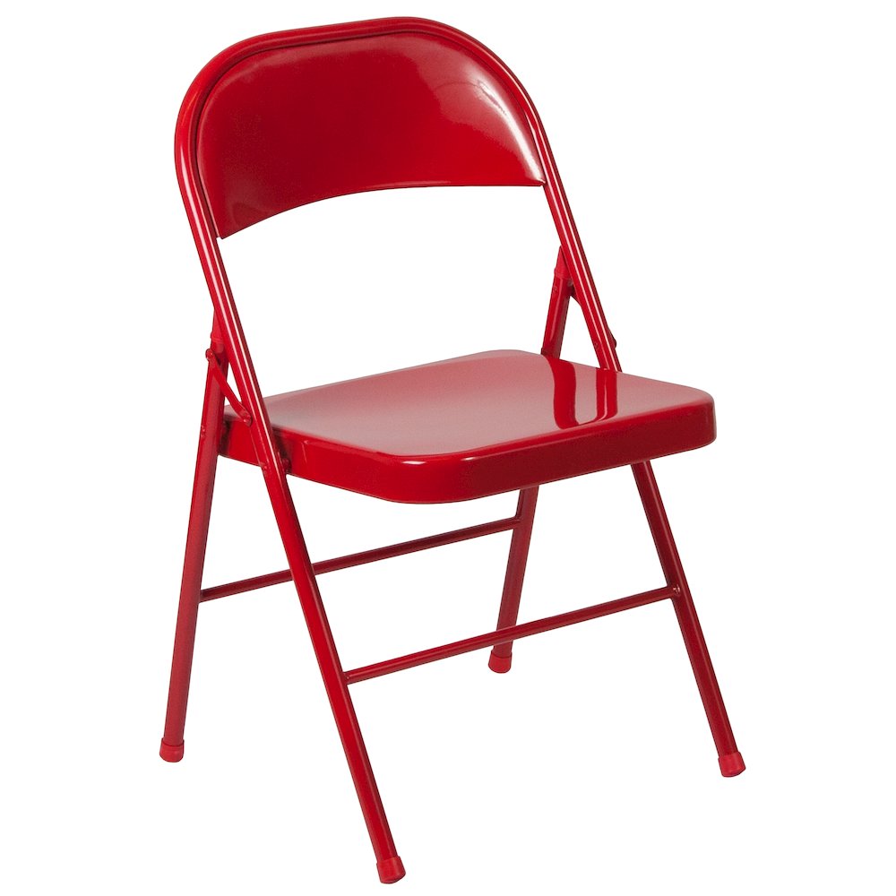 2 Pack Double Braced Red Metal Folding Chair. Picture 10