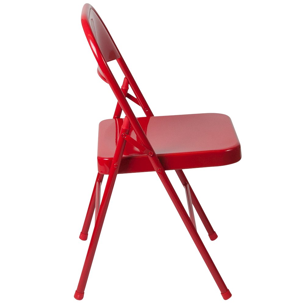 2 Pack Double Braced Red Metal Folding Chair. Picture 11