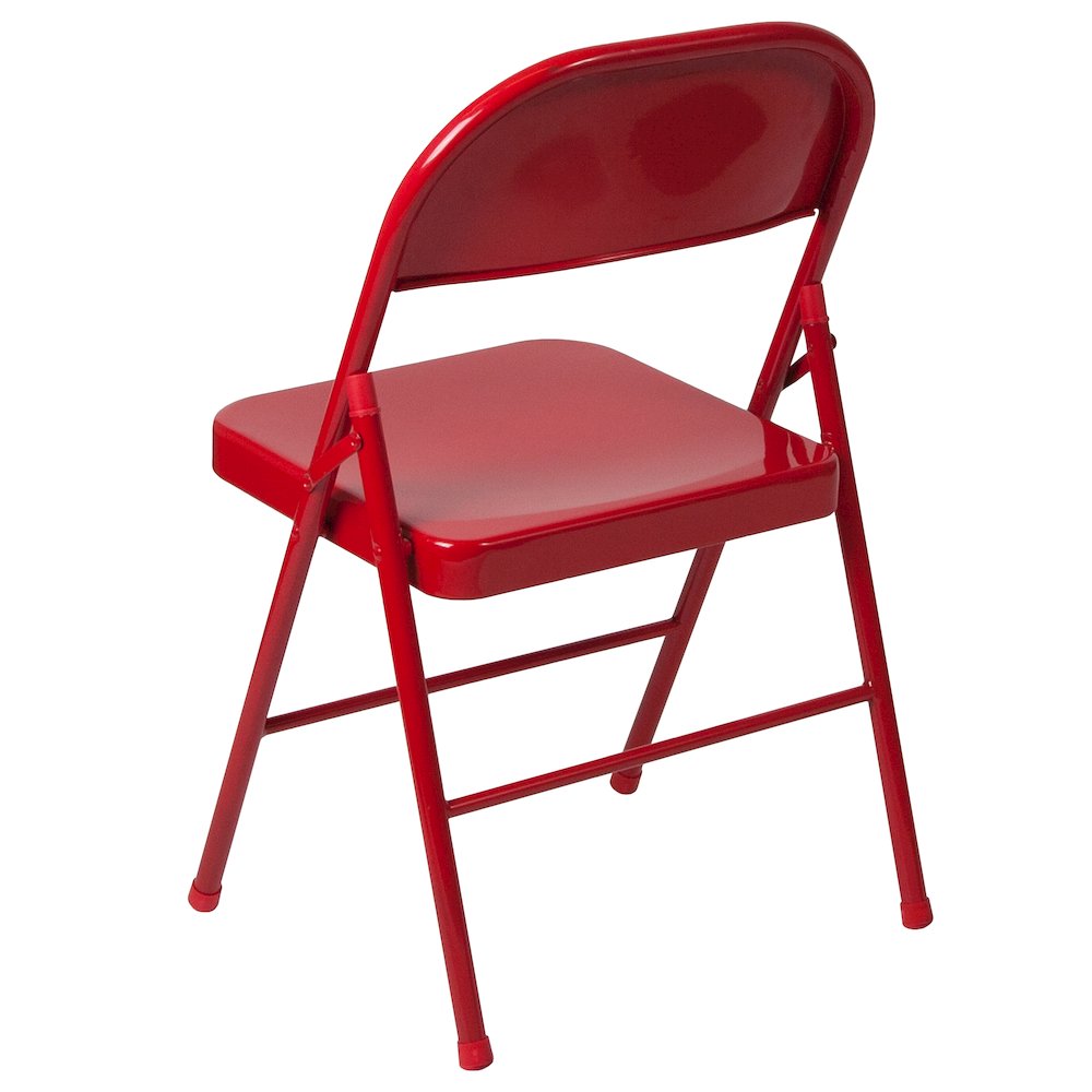 2 Pack Double Braced Red Metal Folding Chair. Picture 8