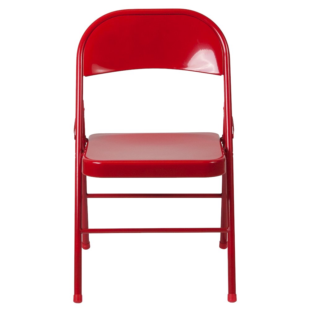 2 Pack Double Braced Red Metal Folding Chair. Picture 12