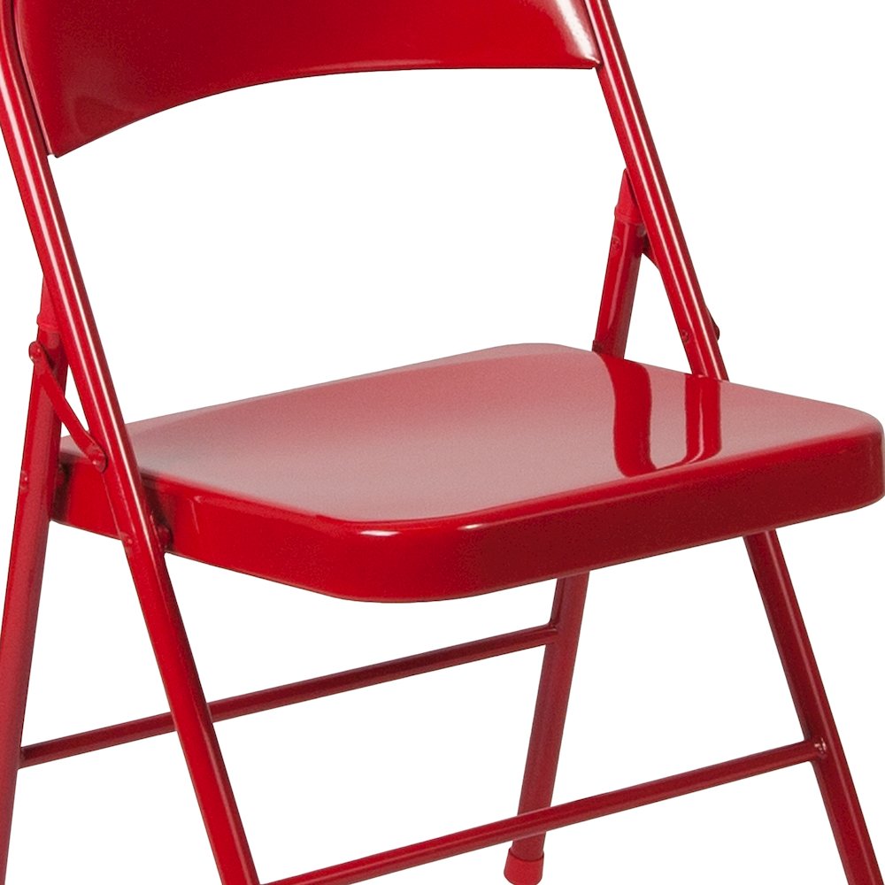2 Pack Double Braced Red Metal Folding Chair. Picture 9