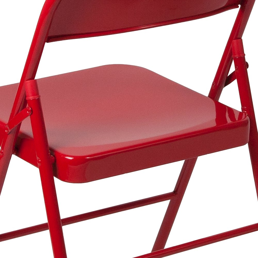 2 Pack Double Braced Red Metal Folding Chair. Picture 13
