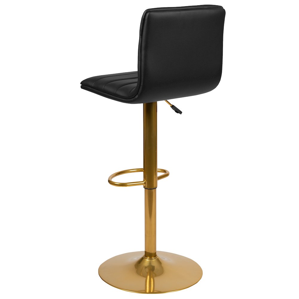 Black Vinyl Adjustable Bar Stool, Counter Height Swivel Stool, Set of 2. Picture 7