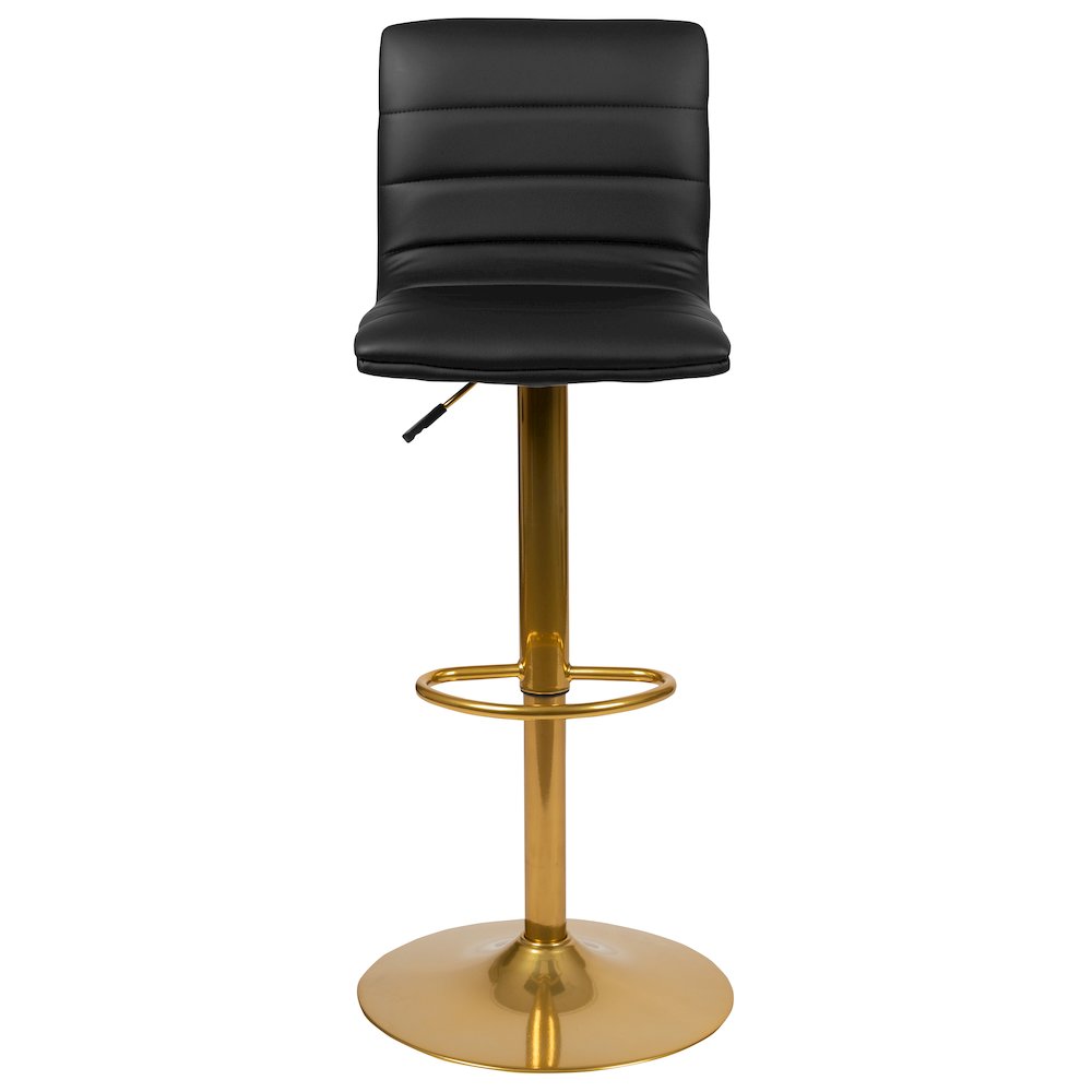 Black Vinyl Adjustable Bar Stool, Counter Height Swivel Stool, Set of 2. Picture 11