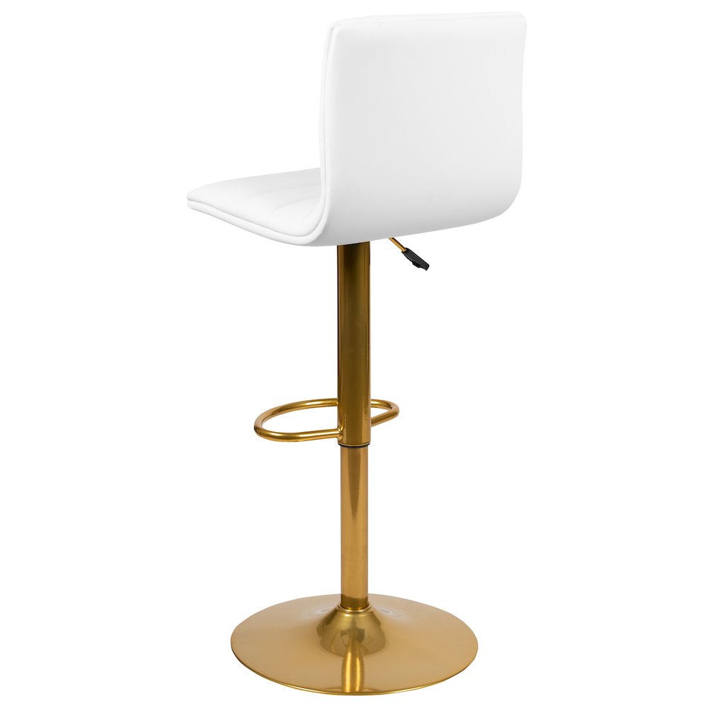 White Vinyl Adjustable Bar Stool, Counter Height Swivel Stool, Set of 2. Picture 10