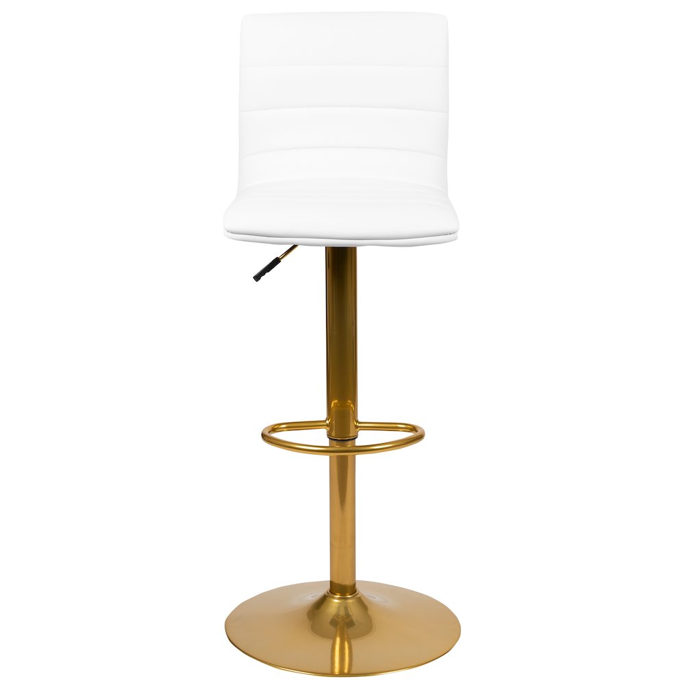 White Vinyl Adjustable Bar Stool, Counter Height Swivel Stool, Set of 2. Picture 13