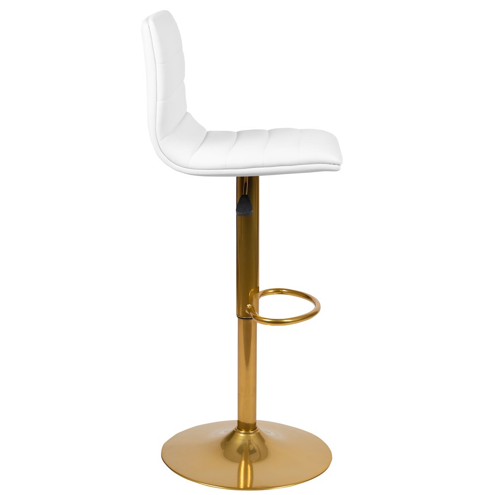 White Vinyl Adjustable Bar Stool, Counter Height Swivel Stool, Set of 2. Picture 12