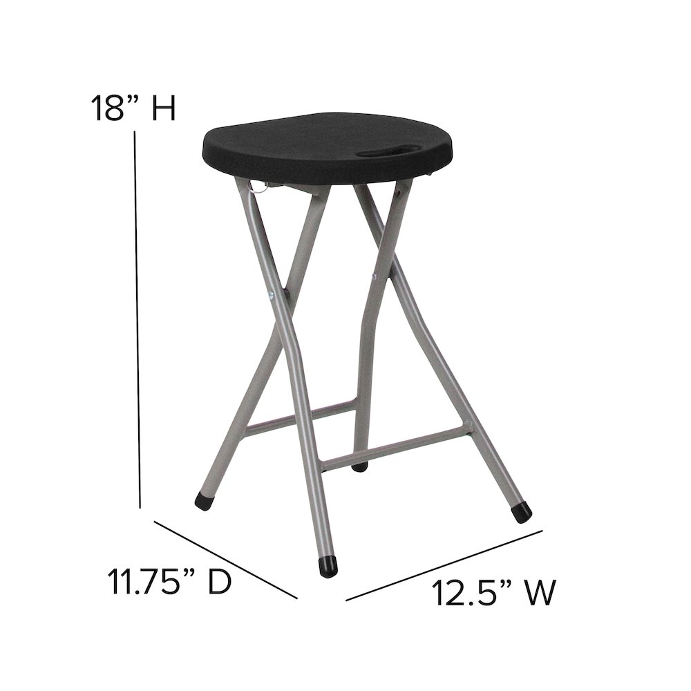 2 Pack Foldable Stool with Black Plastic Seat and Titanium Gray Frame. Picture 5