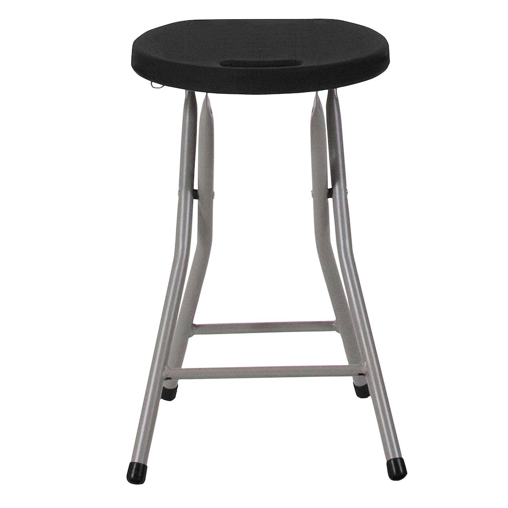 2 Pack Foldable Stool with Black Plastic Seat and Titanium Gray Frame. Picture 7