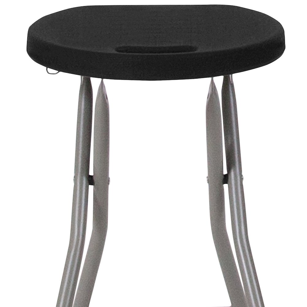 2 Pack Foldable Stool with Black Plastic Seat and Titanium Gray Frame. Picture 6