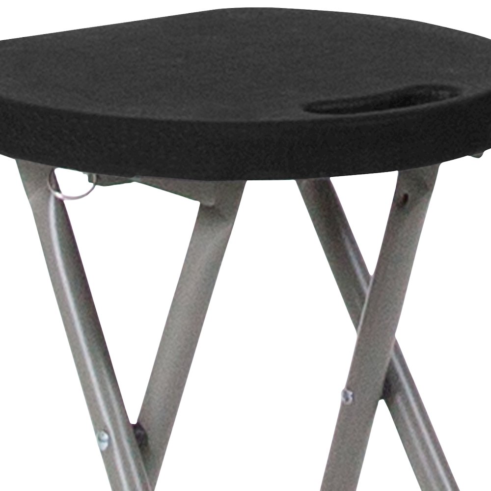 2 Pack Foldable Stool with Black Plastic Seat and Titanium Gray Frame. Picture 8
