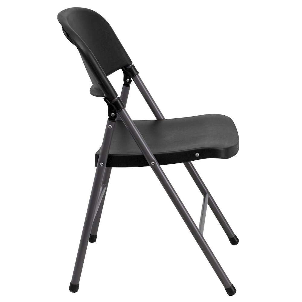 2 Pack HERCULES Series 330 lb. Capacity Black Plastic Folding Chair with Charcoal Frame. Picture 11
