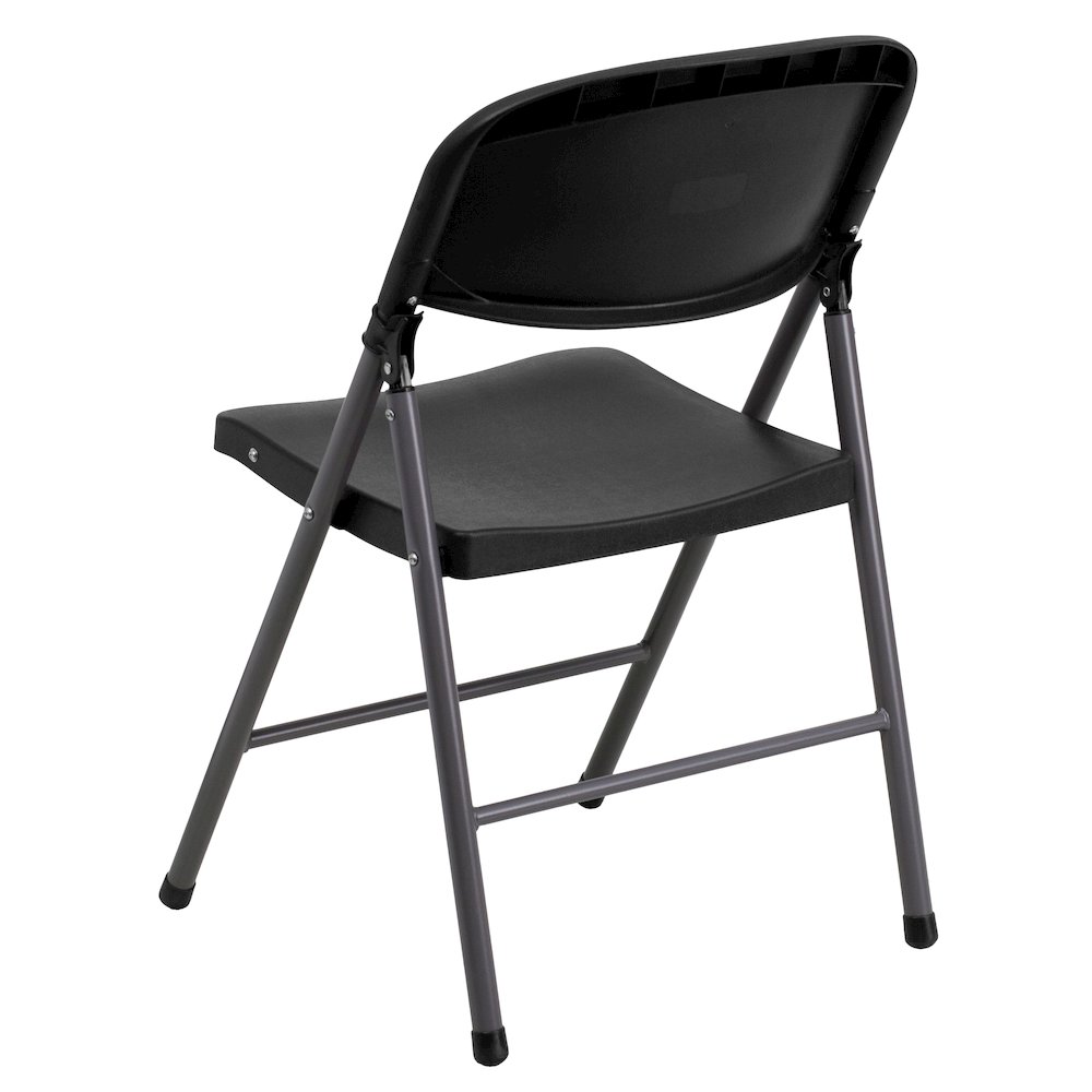 2 Pack HERCULES Series 330 lb. Capacity Black Plastic Folding Chair with Charcoal Frame. Picture 8