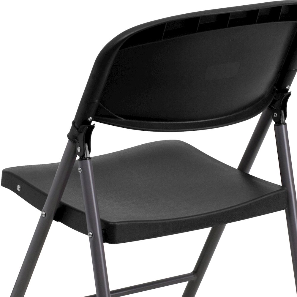 2 Pack HERCULES Series 330 lb. Capacity Black Plastic Folding Chair with Charcoal Frame. Picture 13