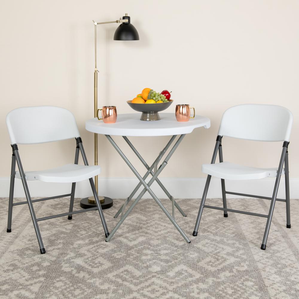 330 lb. Capacity Granite White Plastic Folding Chair with Charcoal Frame. Picture 8