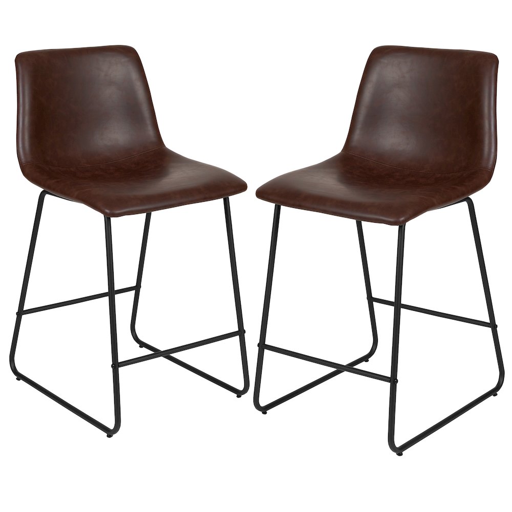 24 Inch LeatherSoft Counter Height Barstools in Dark Brown, Set of 2. Picture 3