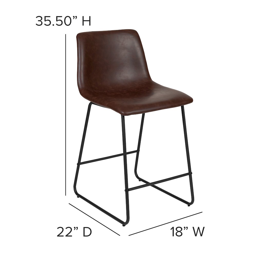 24 Inch LeatherSoft Counter Height Barstools in Dark Brown, Set of 2. Picture 6