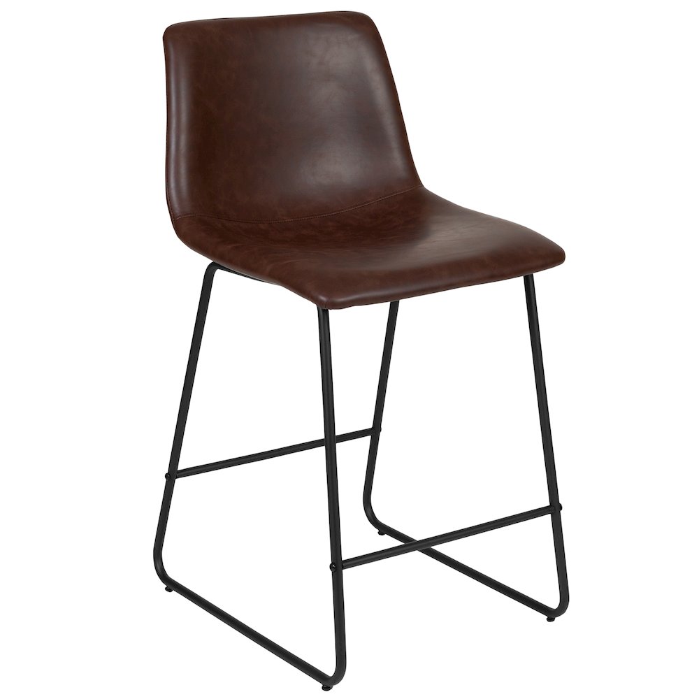 24 Inch LeatherSoft Counter Height Barstools in Dark Brown, Set of 2. Picture 9