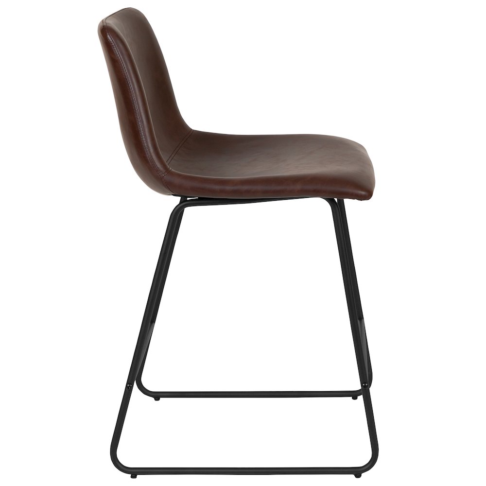 24 Inch LeatherSoft Counter Height Barstools in Dark Brown, Set of 2. Picture 10