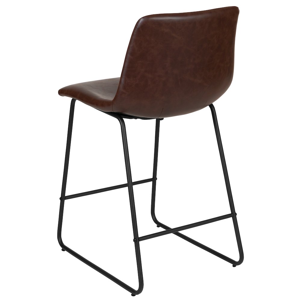 24 Inch LeatherSoft Counter Height Barstools in Dark Brown, Set of 2. Picture 7