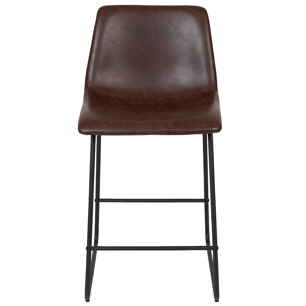 24 Inch LeatherSoft Counter Height Barstools in Dark Brown, Set of 2. Picture 11