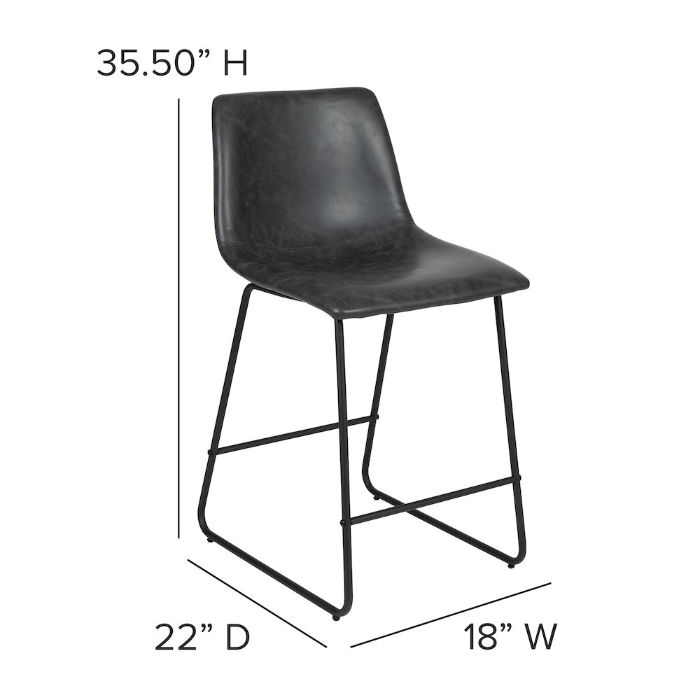 24 Inch LeatherSoft Counter Height Barstools in Dark Gray, Set of 2. Picture 6