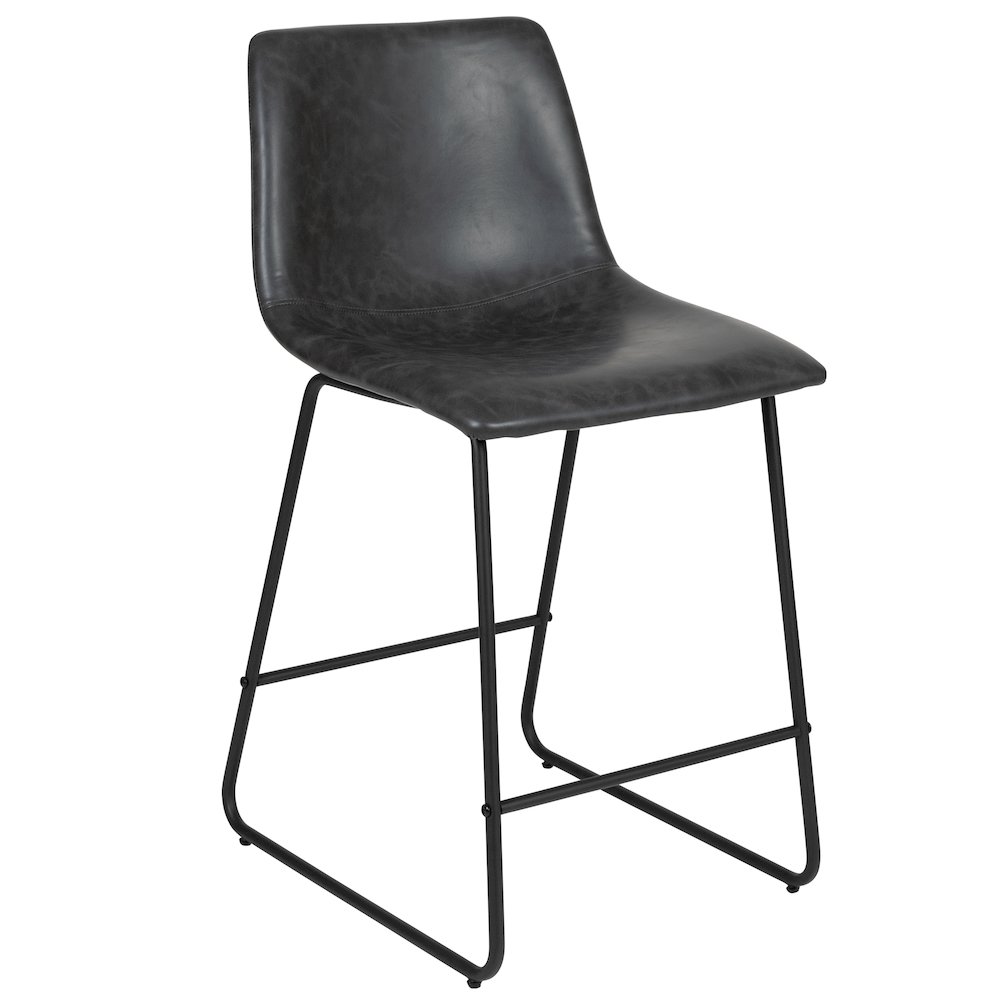 24 Inch LeatherSoft Counter Height Barstools in Dark Gray, Set of 2. Picture 9