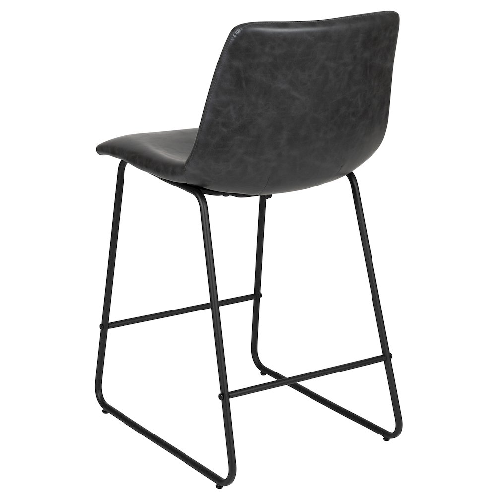 24 Inch LeatherSoft Counter Height Barstools in Dark Gray, Set of 2. Picture 7