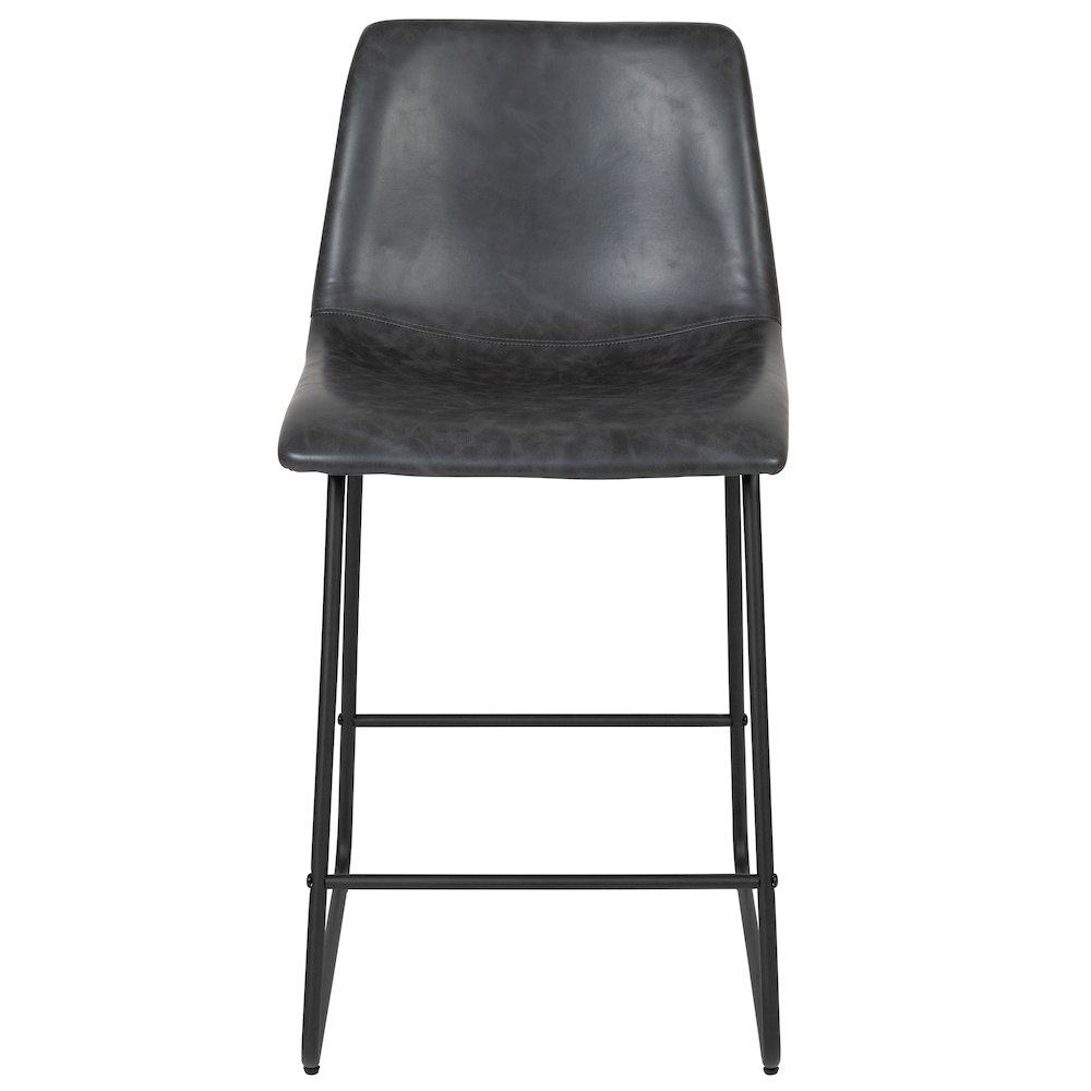 24 Inch LeatherSoft Counter Height Barstools in Dark Gray, Set of 2. Picture 11