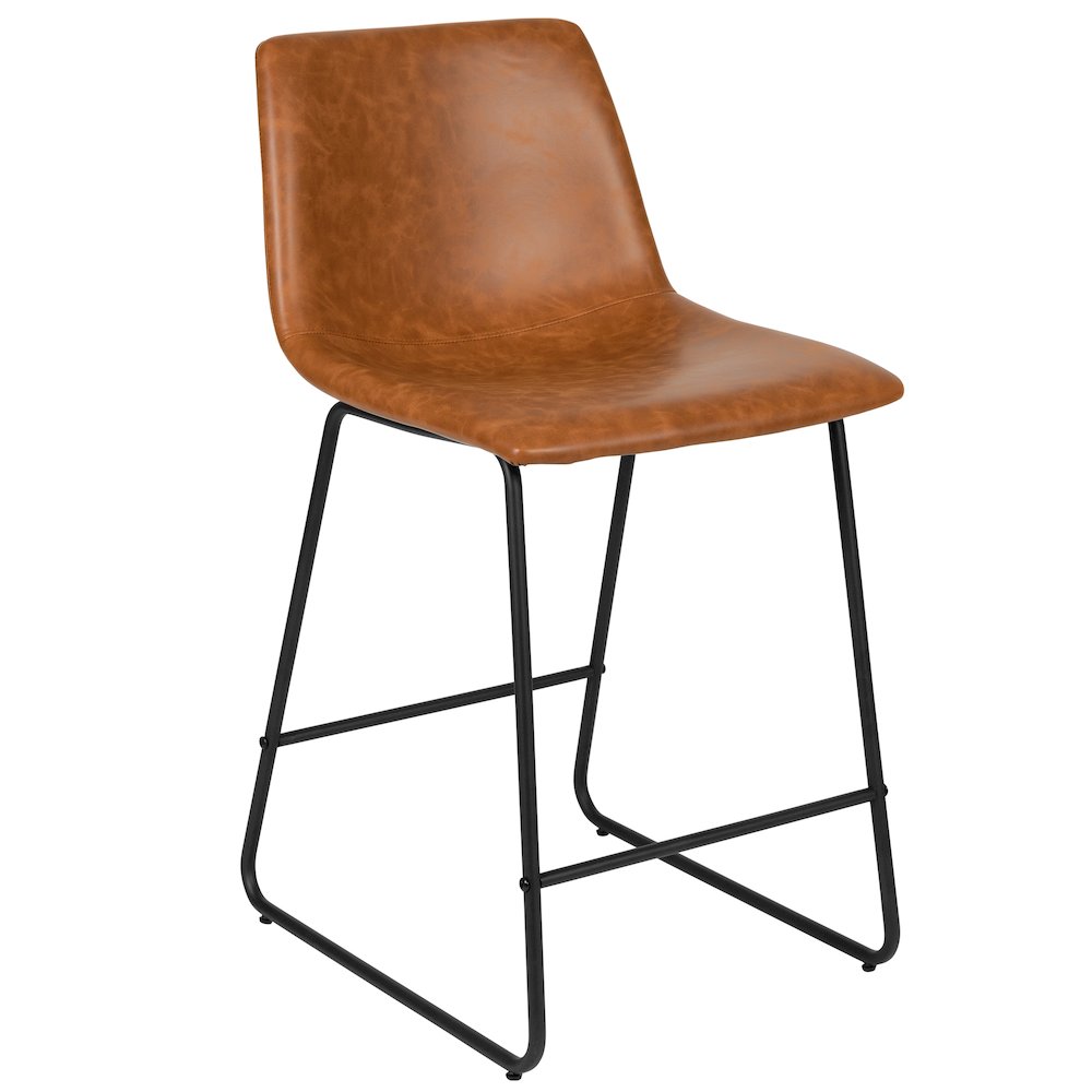 24 Inch LeatherSoft Counter Height Barstools in Light Brown, Set of 2. Picture 9