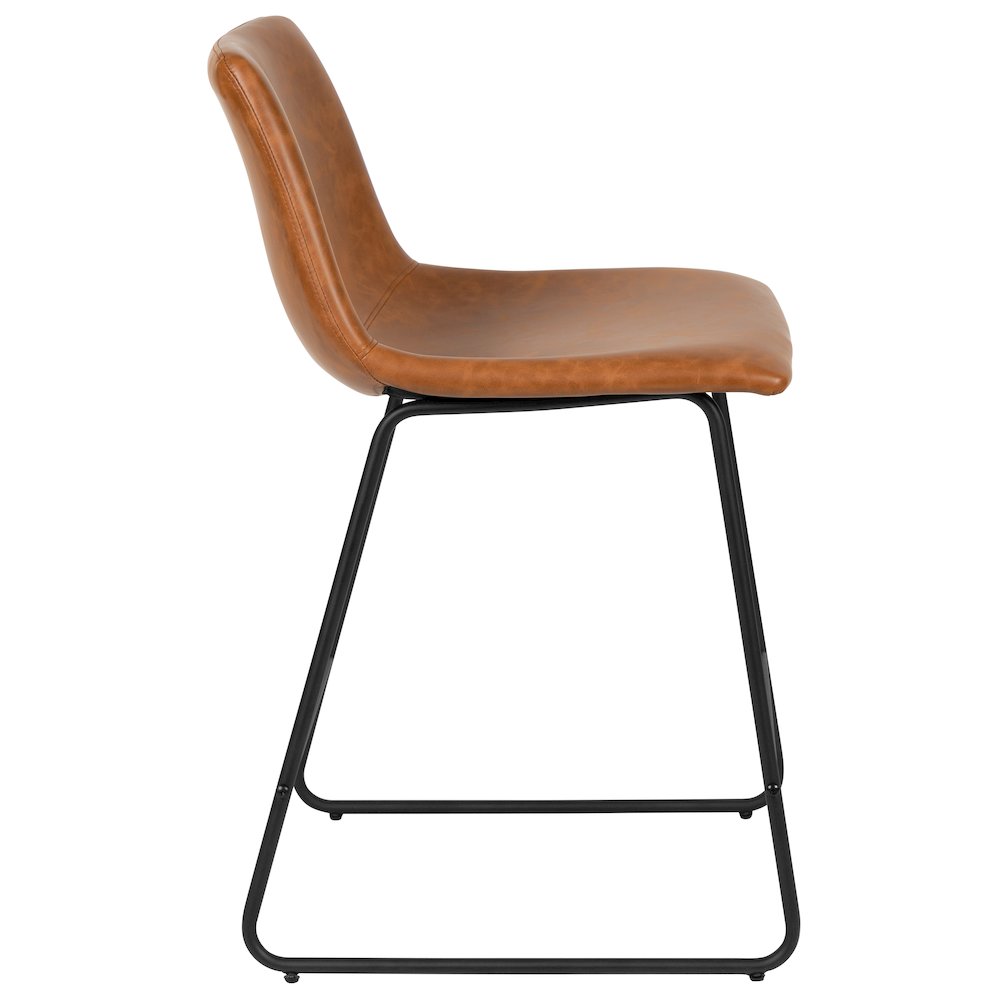 24 Inch LeatherSoft Counter Height Barstools in Light Brown, Set of 2. Picture 10