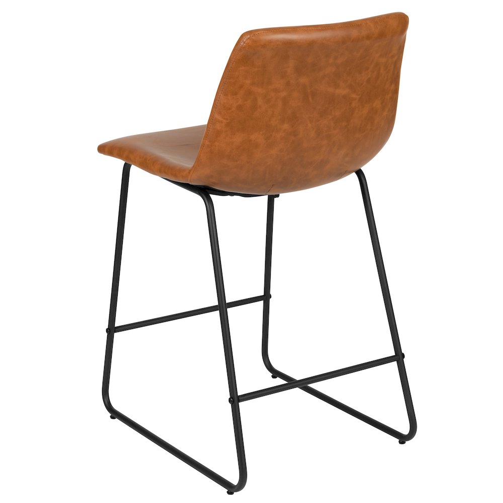 24 Inch LeatherSoft Counter Height Barstools in Light Brown, Set of 2. Picture 7