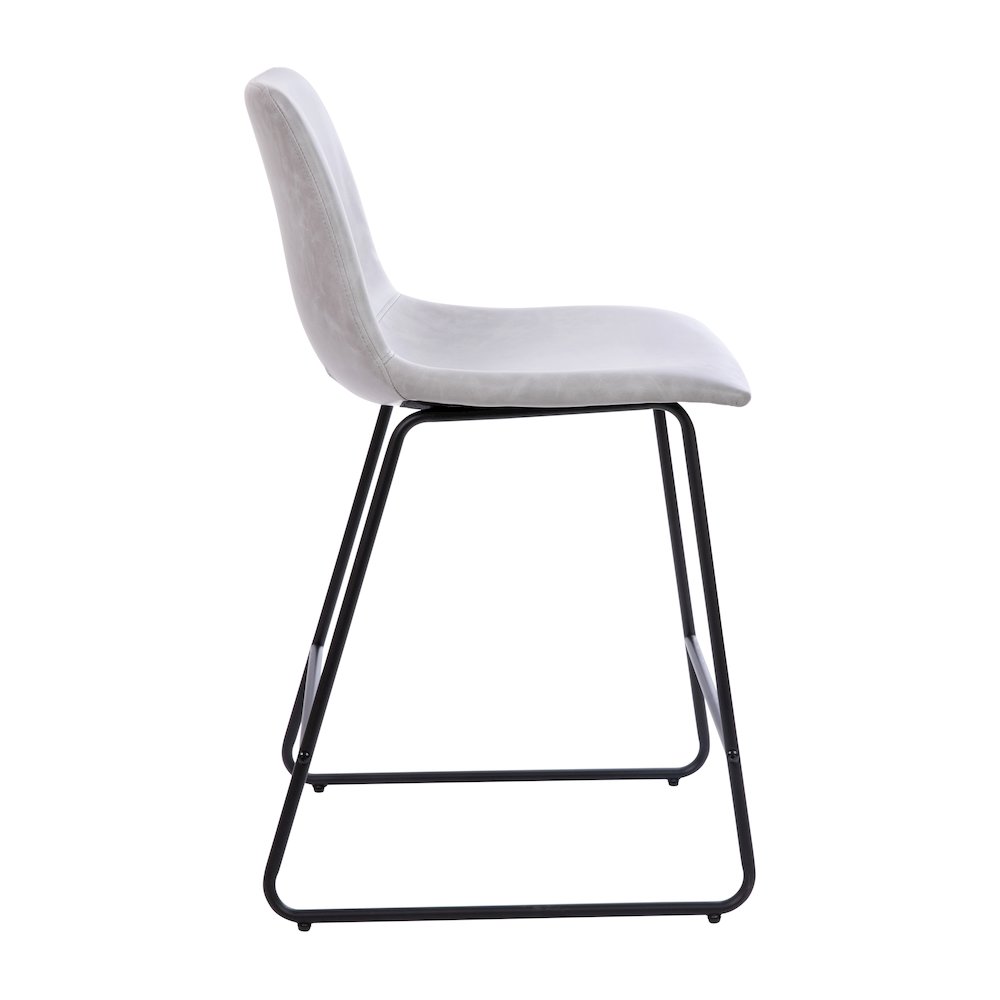 24 inch LeatherSoft Counter Height Barstools in Light Gray, Set of 2. Picture 10