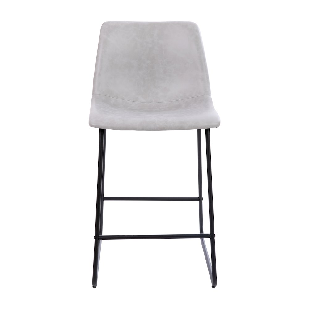 24 inch LeatherSoft Counter Height Barstools in Light Gray, Set of 2. Picture 11