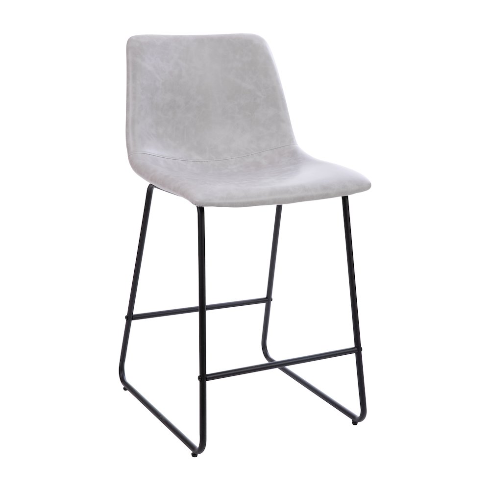 24 inch LeatherSoft Counter Height Barstools in Light Gray, Set of 2. Picture 9