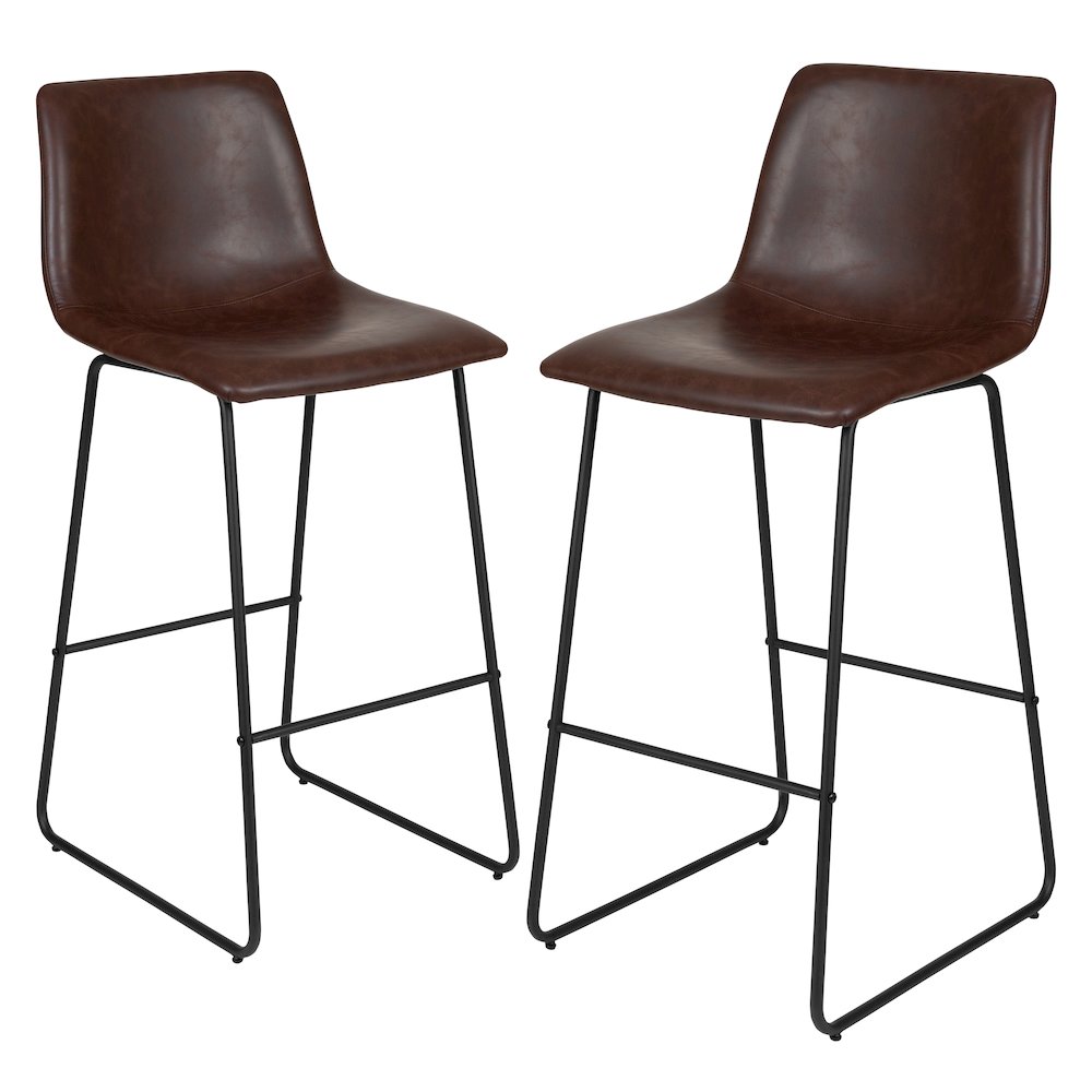 30 Inch LeatherSoft Bar Height Barstools in Dark Brown, Set of 2. Picture 3