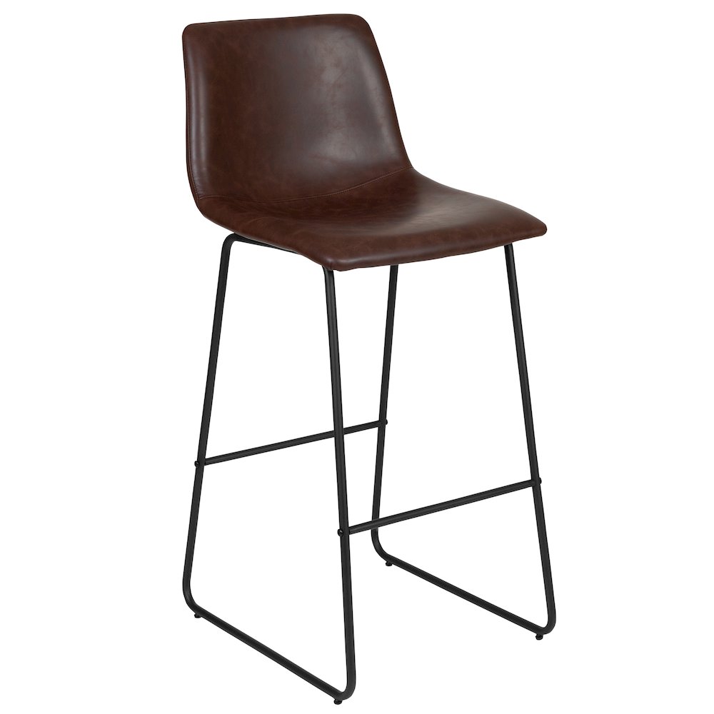 30 Inch LeatherSoft Bar Height Barstools in Dark Brown, Set of 2. Picture 9