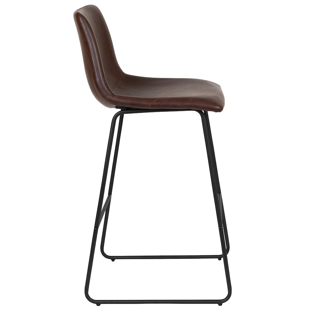 30 Inch LeatherSoft Bar Height Barstools in Dark Brown, Set of 2. Picture 10
