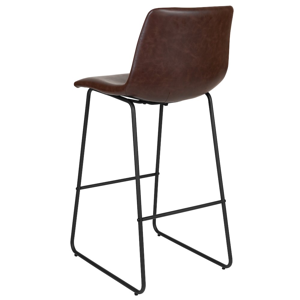 30 Inch LeatherSoft Bar Height Barstools in Dark Brown, Set of 2. Picture 7