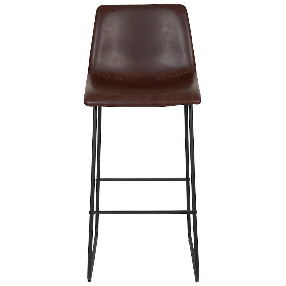 30 Inch LeatherSoft Bar Height Barstools in Dark Brown, Set of 2. Picture 11